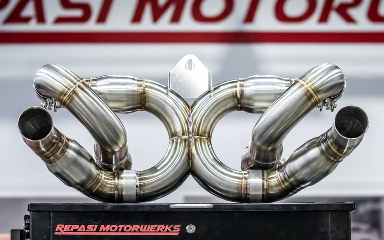 Stainless steel aftermarket exhaust system components for Porsche Carrera GT